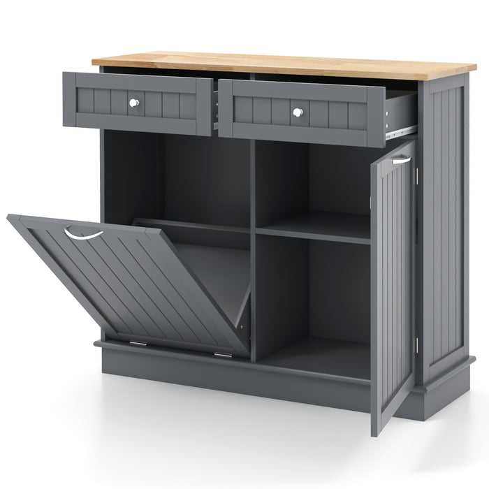 Kitchen Tilt-Out Trash Cabinet with 2 Drawers and Adjustable Shelves-