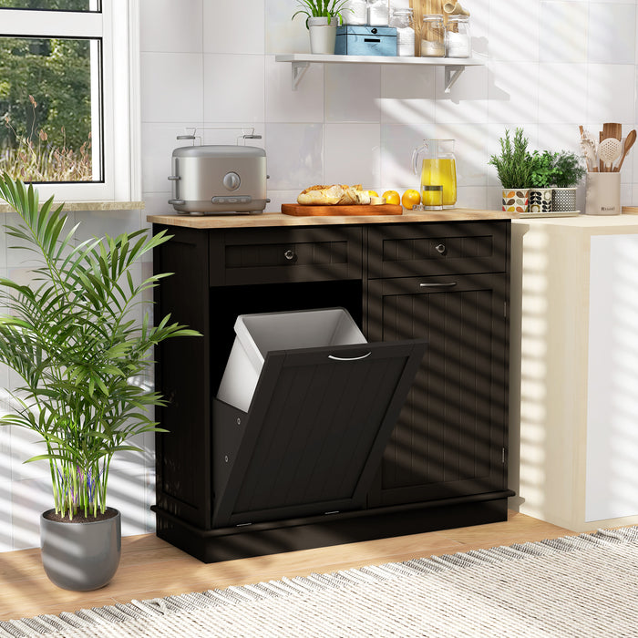 Kitchen Tilt Out Trash Cabinet with 70L Hidden Garbage Holder-