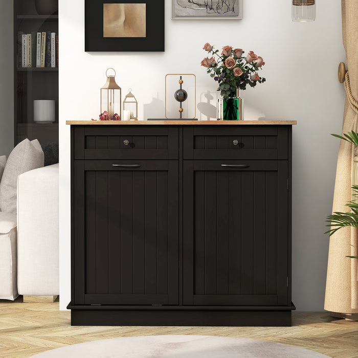 Kitchen Tilt Out Trash Cabinet with 70L Hidden Garbage Holder-