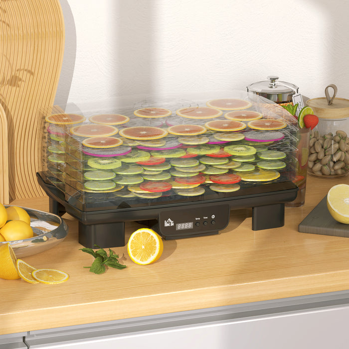 HOMCOM 6 Tray Food Dehydrator, 550W Food Dryer Machine with Adjustable Temperature, 48H Timer, for Drying Fruit, Meat, Vegetable, Jerky and Pet Treat, Black