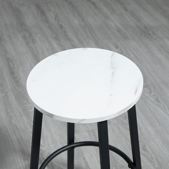 HOMCOM 3 Piece Bar Table and Stool Set for 2 with Stools Steel Frame Footrest for Kitchen Living Room Small Space White