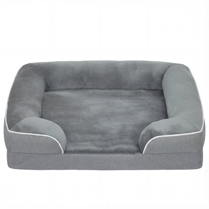 PawHut Dog Sofa Bed, Washable Pet Bed with Removable Cover and Non-Slip Bottom for Cats and Small Dogs, Grey
