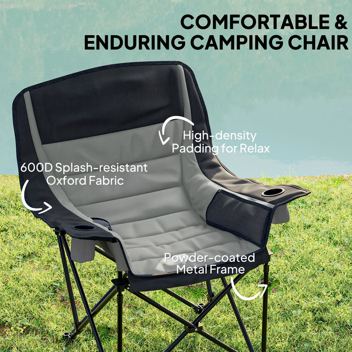 Outsunny Portable Padded Camping Chair, with Bag - Black/Grey