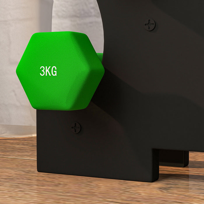 Dumbbell Set with Rack - 6-Piece Weight Varieties 1kg, 2kg, 3kg Hand Weights - Ideal for Home Gym Strength Training