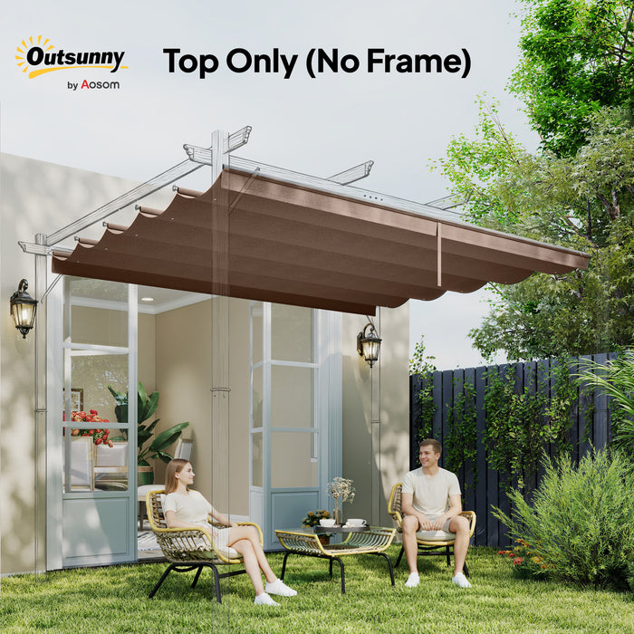 Outsunny Retractable Pergola Cover, 3.5 x 2.6 m Replacement Canopy Fabric for 4 x 3 m Frame, Roof Top Only, Brown