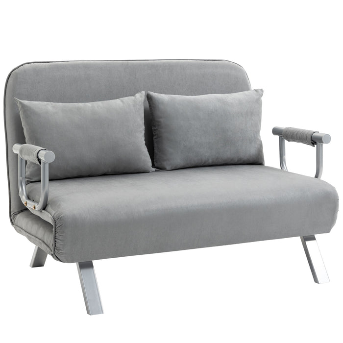 HOMCOM Two-Seater Click-Clack Sofa Bed - Light Grey | Aosom UK