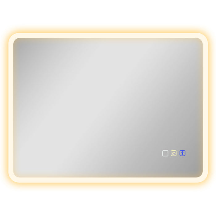 HOMCOM 60 x 80 cm Backlit Illuminated Bathroom Mirror with LED Lights and Bluetooth - Silver Tone