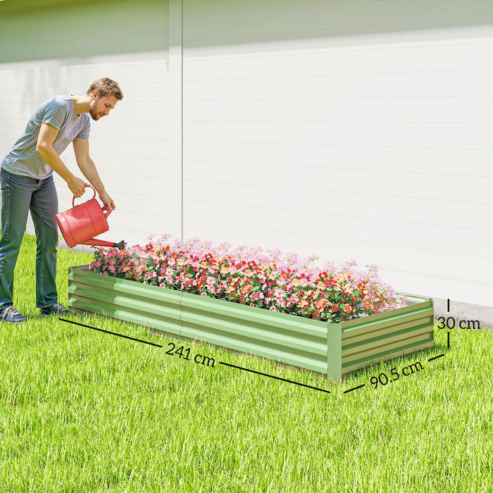 Outsunny Metal Raised Garden Bed Planter Box Outdoor Planters for Growing Flowers, Herbs, Green, Light Green