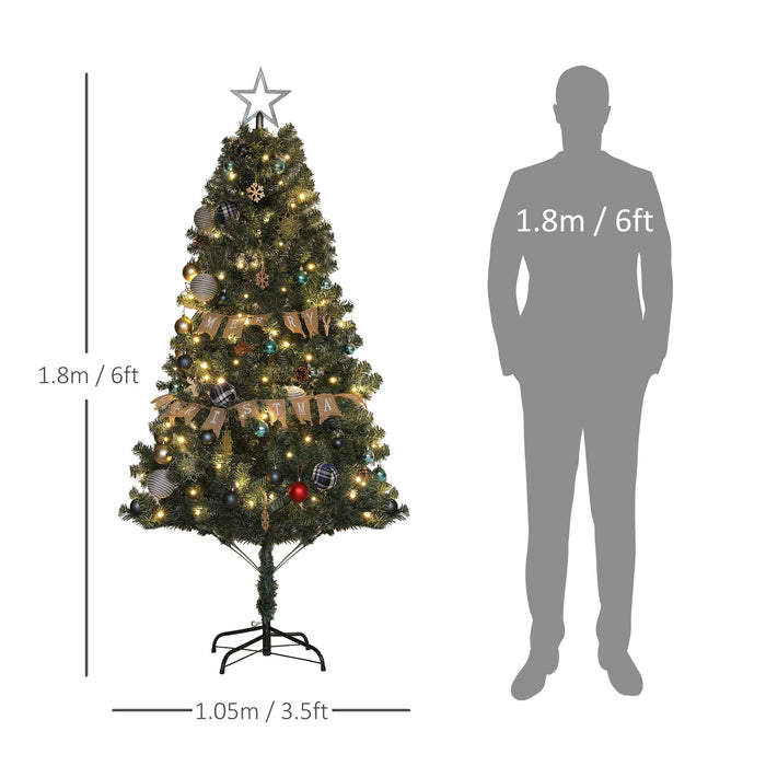 HOMCOM 6ft Pre-Lit and Decorated Christmas Tree | Aosom UK