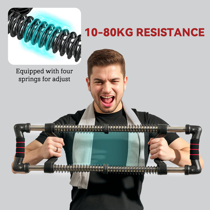 SPORTNOW Chest Expander, with 10-80kg Adjustable Resistance, for Home Gym, Office, Travel Workout