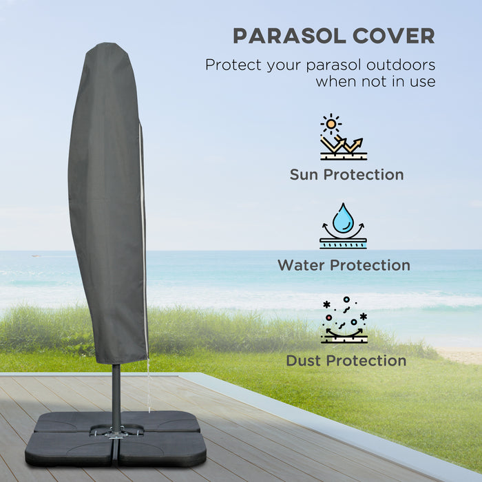 Outsunny 3m Overhanging Parasol, with Base, Weights and Cover - Blue