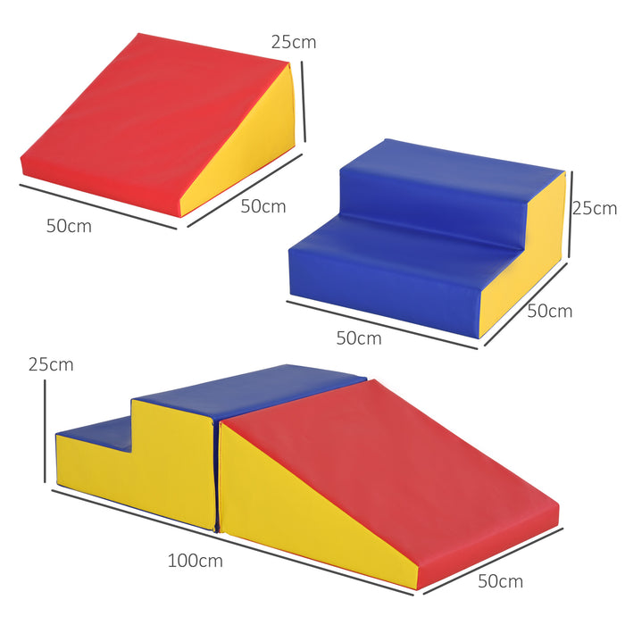 HOMCOM 2 Piece Soft Play Set for Toddler Climb and Crawl, for 12-36 Months, Red | Aosom UK