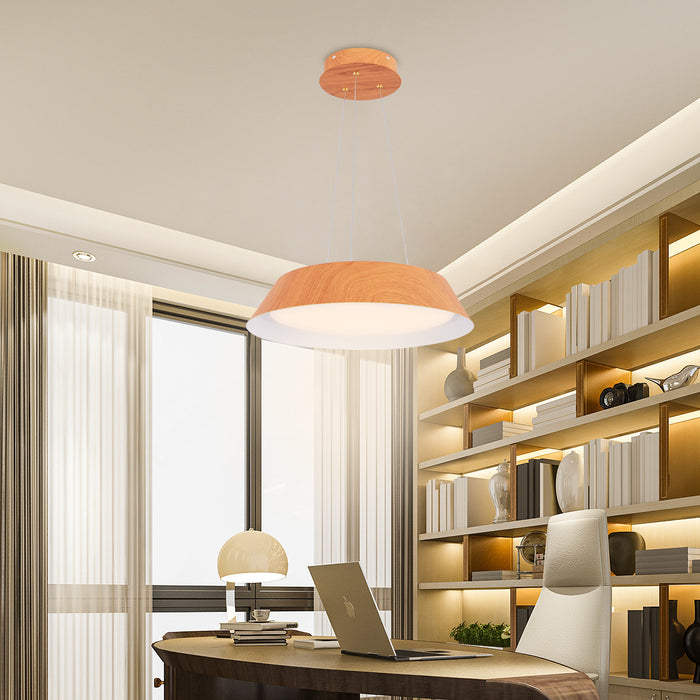 22W Modern Ceiling Light with Wood Grain and Metal Frame-Natural
