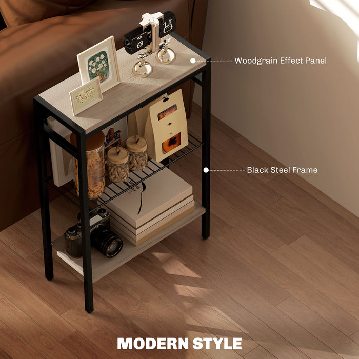 HOMCOM Three Shelf Industrial Side Table, Grey | Aosom UK