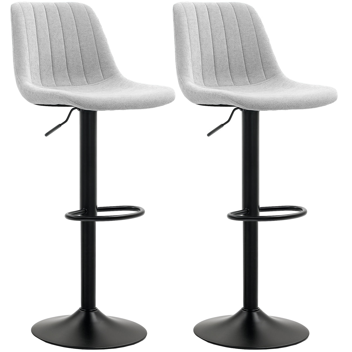 HOMCOM Set of Two Chenille-Feel Tub Bat Stools - Grey — Shopsta UK