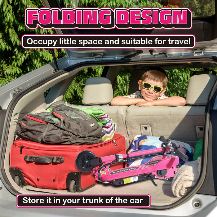 HOMCOM Folding Electric Kids Scooter Ride on Age 7-14, Pink | Aosom UK