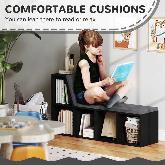 HOMCOM 2 Tier Modern Bookcase Bookshelf with Removable Cushions for Living Room