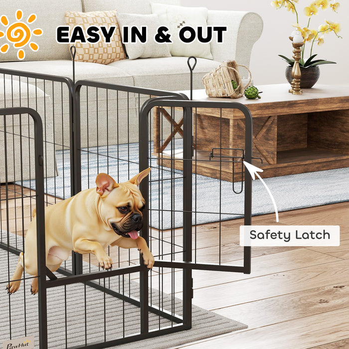 PawHut 6 Panels Heavy Duty Dog Playpen with Secure Door, for Indoor Outdoor, for Garden, Camping, 60cm High