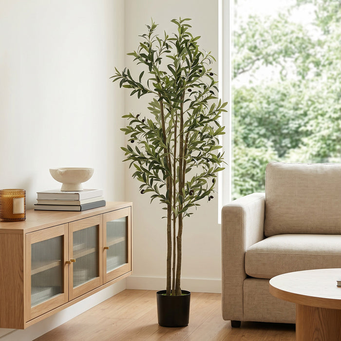 HOMCOM 175 cm Artificial Olive Tree, Tall Faux Plant with 787 Leaves & Adjustable Branches,
