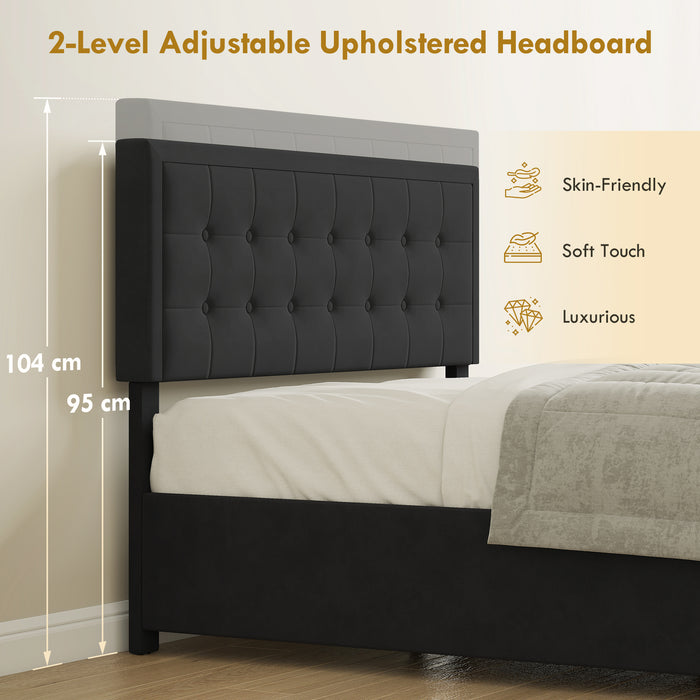 HOMCOM Double Ottoman Bed Frame, with Front Drawer - Black