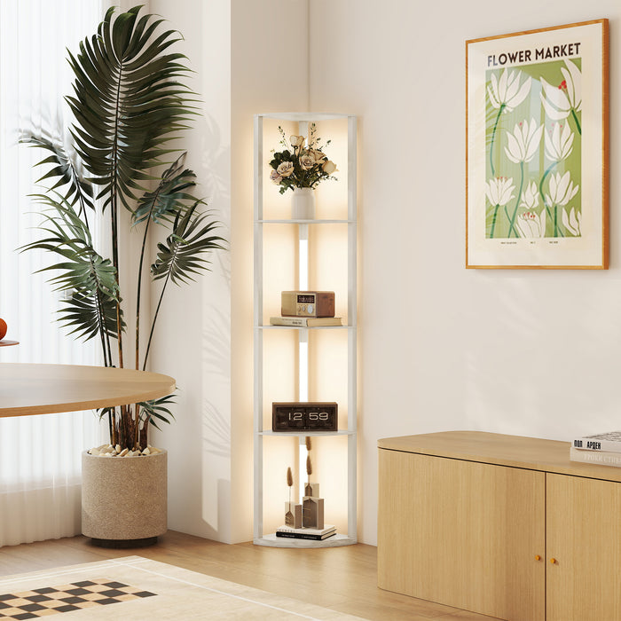 HOMCOM Corner Floor Lamp for Living Room Bedroom with Dimmable Warm White LED Light, Modern Tall Standing Lamp, Oak