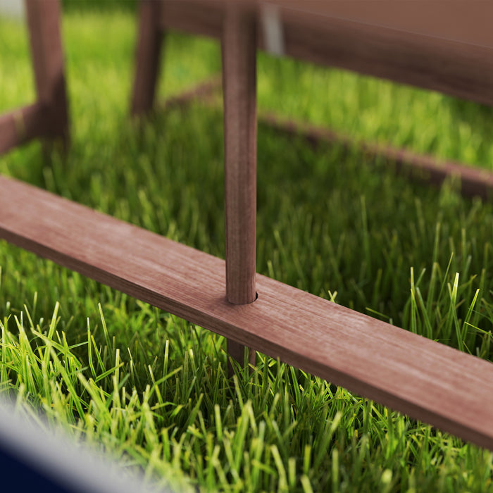 AIYAPLAY Outdoor Wooden Kids Picnic Table & Bench Set with Cushions and Umbrella, for Patio, Garden, Navy Blue