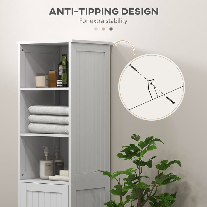 HOMCOM Slim Bathroom Storage Cabinet, Tall Bathroom Cabinet with 3 Open Shelves and Adjustable Shelf, White