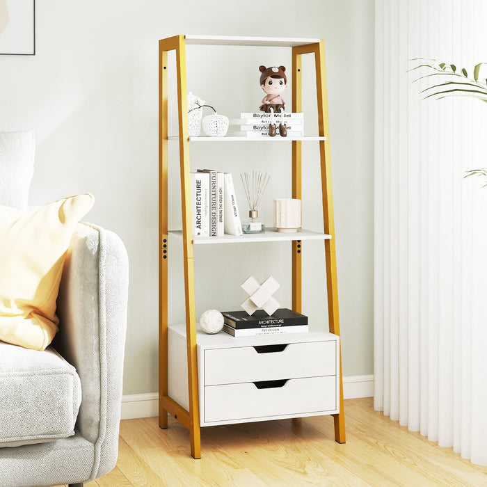 Ladder Bookshelf Tall Freestanding Display Rack with Storage-