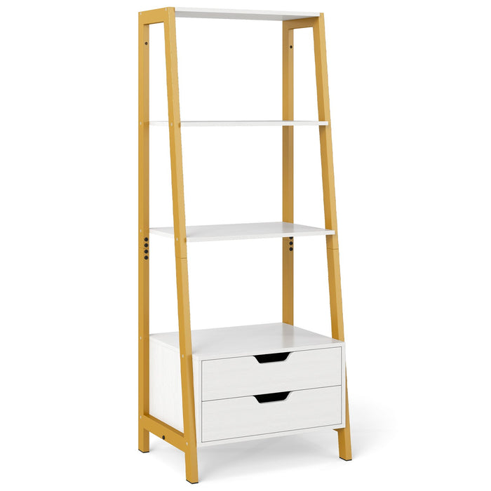 Ladder Bookshelf Tall Freestanding Display Rack with Storage-