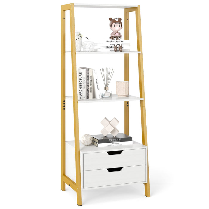 Ladder Bookshelf Tall Freestanding Display Rack with Storage-