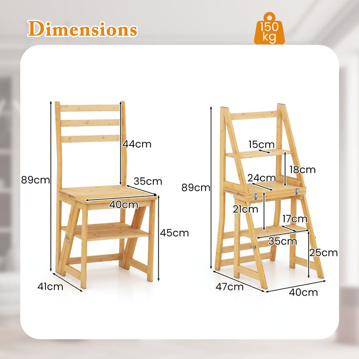Convertible Step Stool and Chair with Safety Locks for Adults-