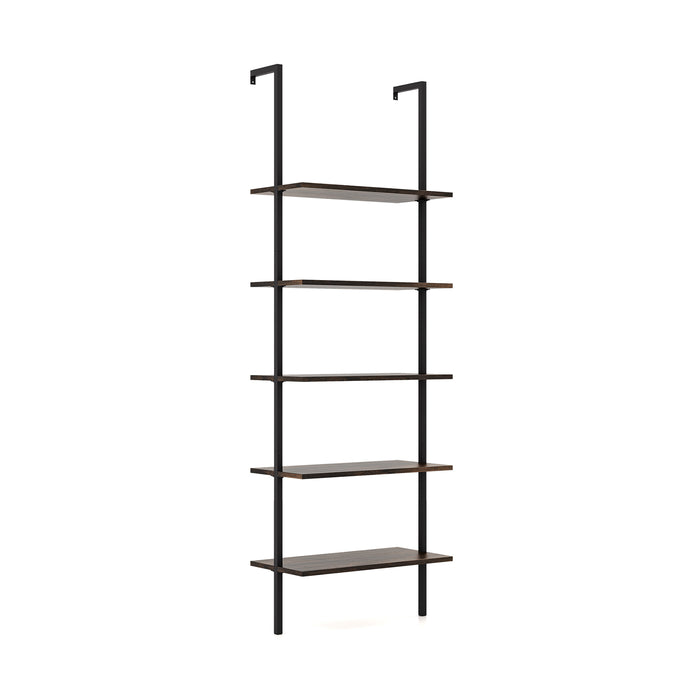 5-Tier Ladder Shelf with Steel Frame for Living Room Bedroom Office-White &amp; Golden