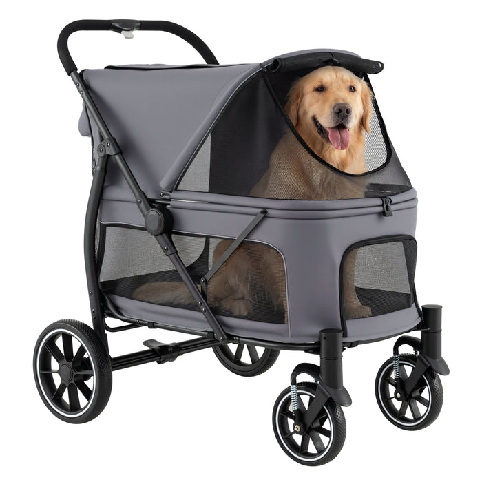 Large Dog Stroller with All-terrain Wheels and Adjustable Mesh Canopy-