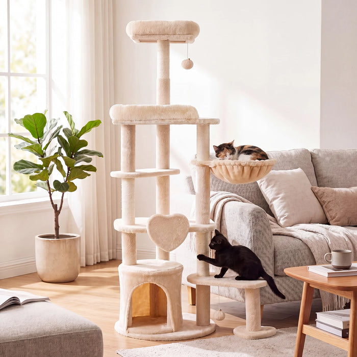 Large Multi-Level Cat Tree with Sisal-Covered Scratching Posts-