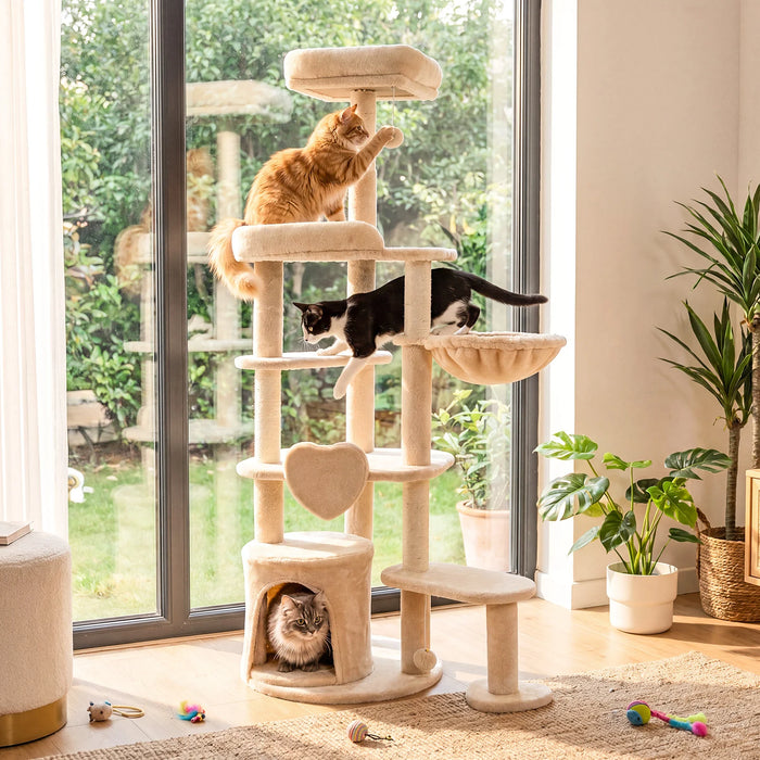 Large Multi-Level Cat Tree with Sisal-Covered Scratching Posts-