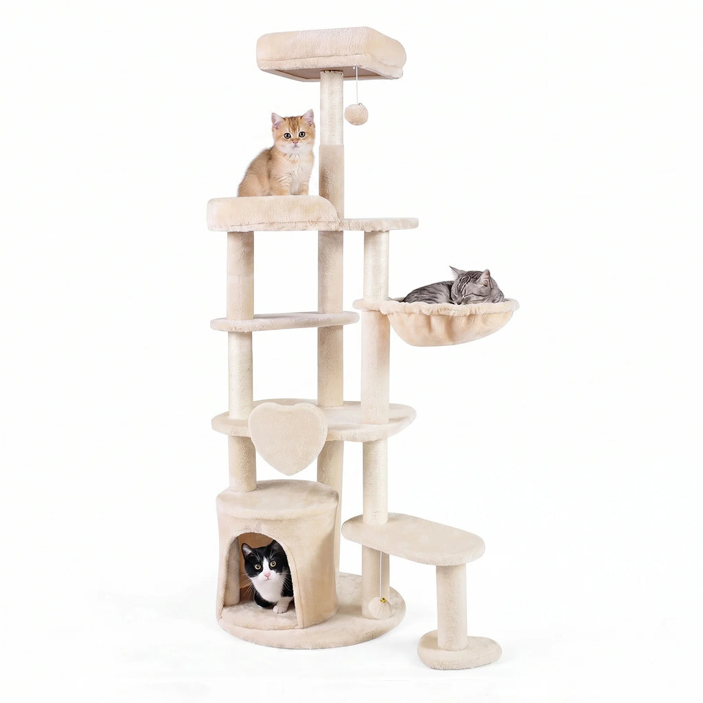 Large Multi-Level Cat Tree with Sisal-Covered Scratching Posts-