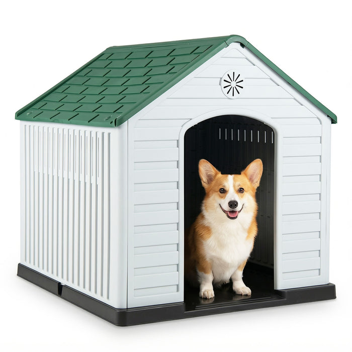 Large Plastic Dog House Waterproof Pet Shelter with Air Vents-