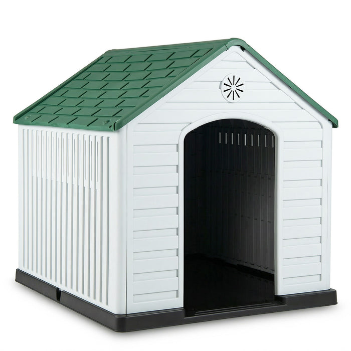 Large Plastic Dog House Waterproof Pet Shelter with Air Vents-