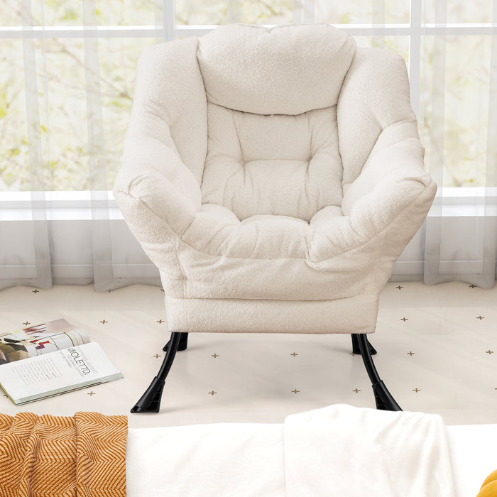 Large Lazy Chair with Cozy Head Pillow and Storage Pocket-