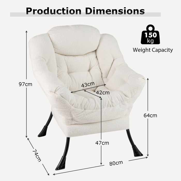Large Lazy Chair with Cozy Head Pillow and Storage Pocket-