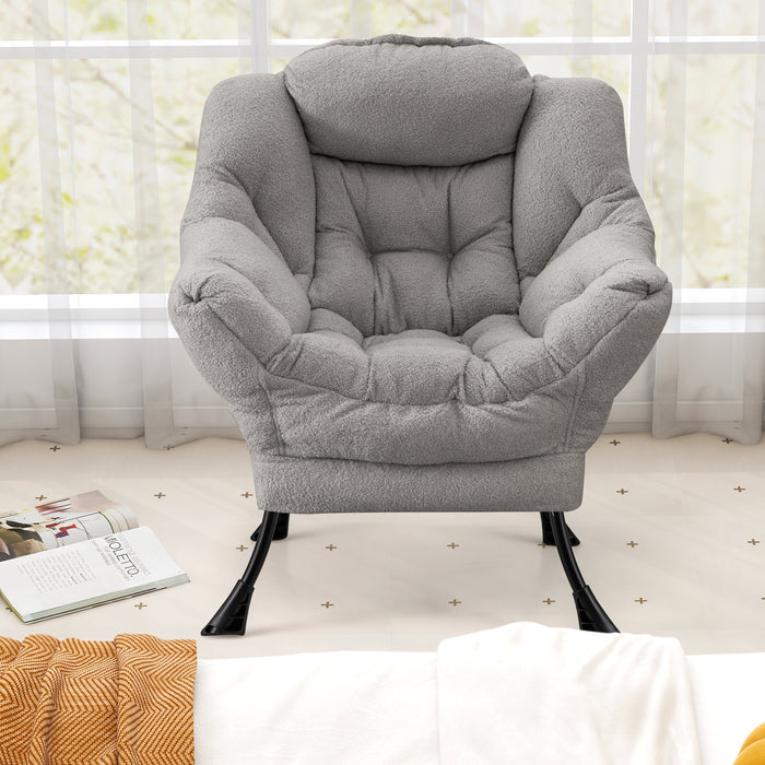 Large Lazy Chair with Cozy Head Pillow and Storage Pocket-