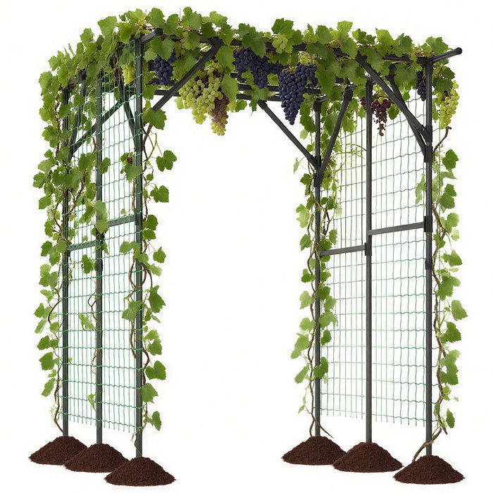 200 x 150 x 197 cm Large Garden Arch Trellis with Rustproof PE-Coated-