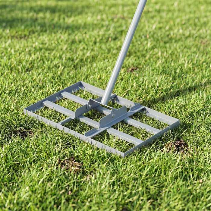 Lawn Leveling Rake Heavy-Duty Metal Levelawn Tool with 43 x 25 cm Plate-