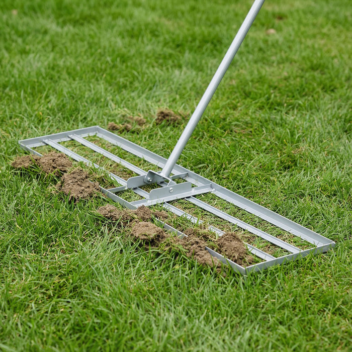 Lawn Leveling Rake with 177cm Adjustable Long Handle and Anti-Slip Grip-Black