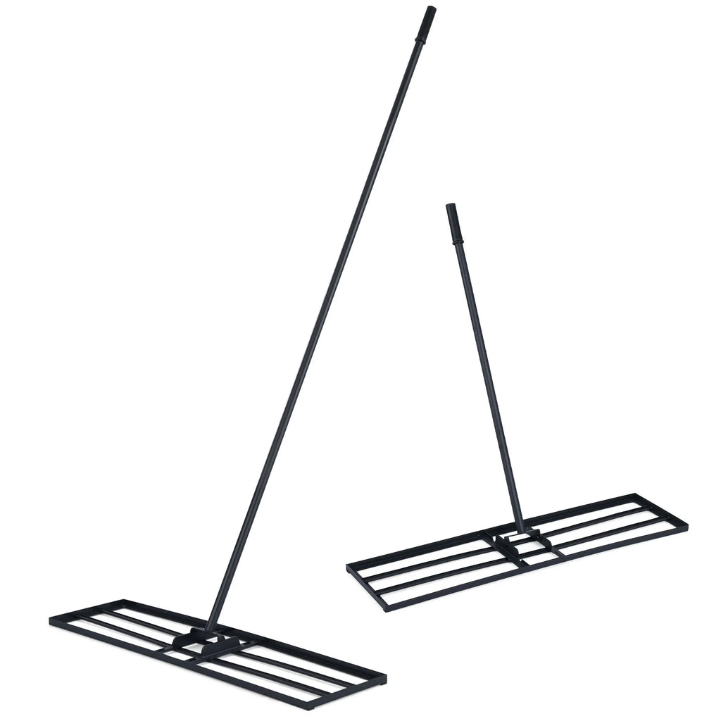 Lawn Leveling Rake with Adjustable Handle and Rotating U-Head for Topsoil-
