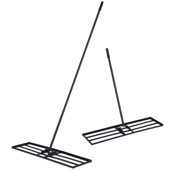 Lawn Leveling Rake with Adjustable Handle and Rotating U-Head for Topsoil-
