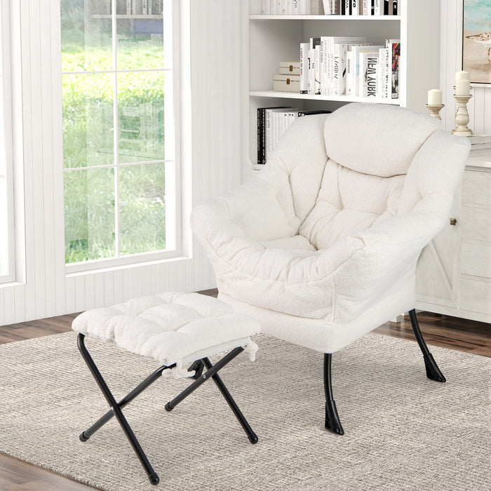 Lazy Chair with Ottoman and Folding Footrest for Living Room-