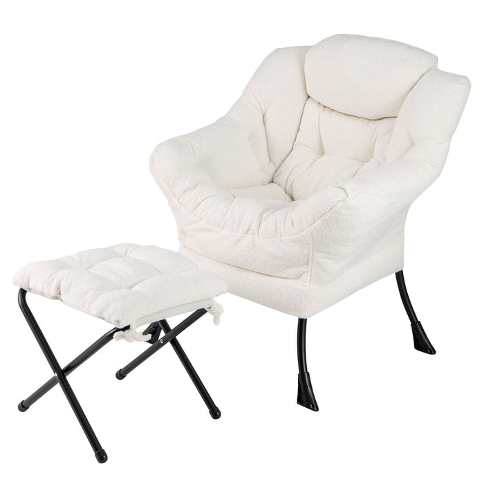 Lazy Chair with Ottoman and Folding Footrest for Living Room-
