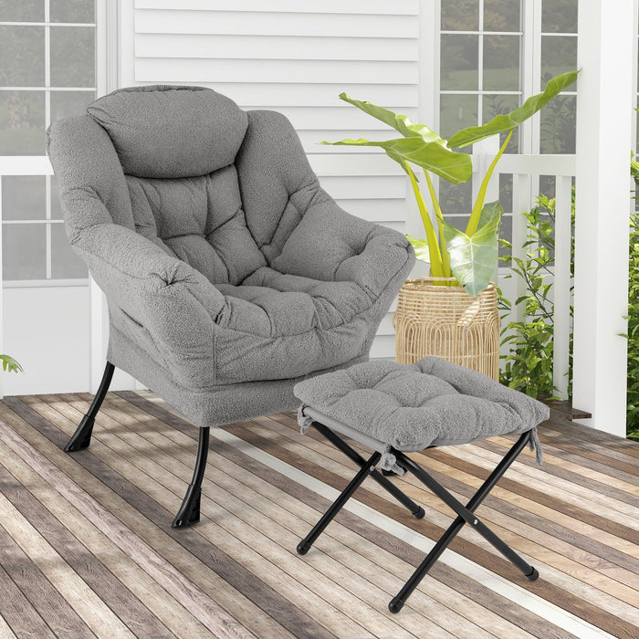Lazy Chair with Ottoman and Folding Footrest for Living Room-