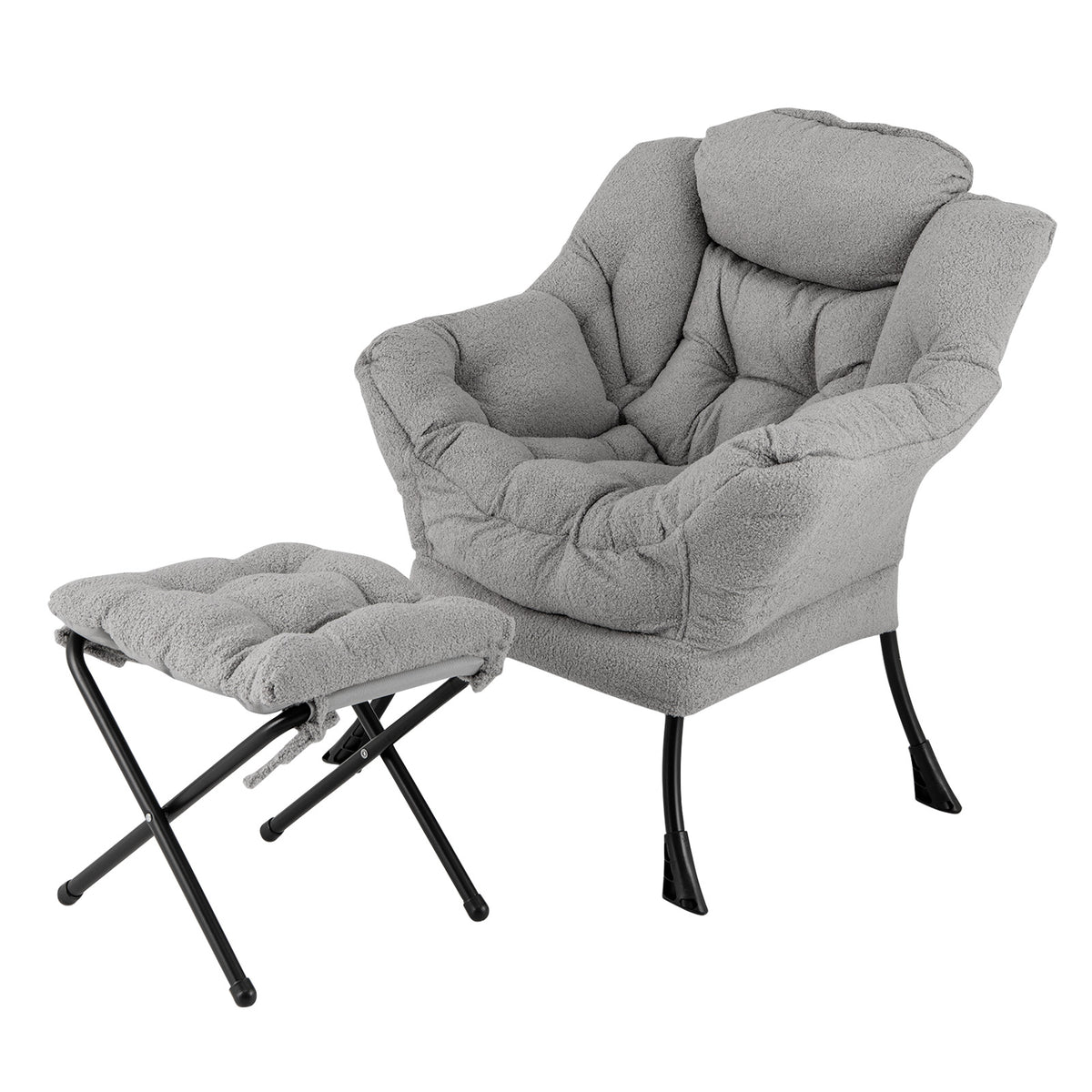 Lazy Chair with Ottoman and Folding Footrest for Living Room-